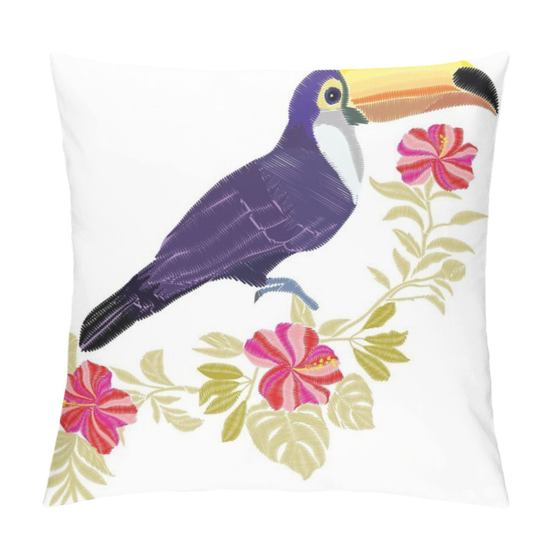 Personality  Toucan Embroidery, Illustration, Vector, Bird Pillow Covers