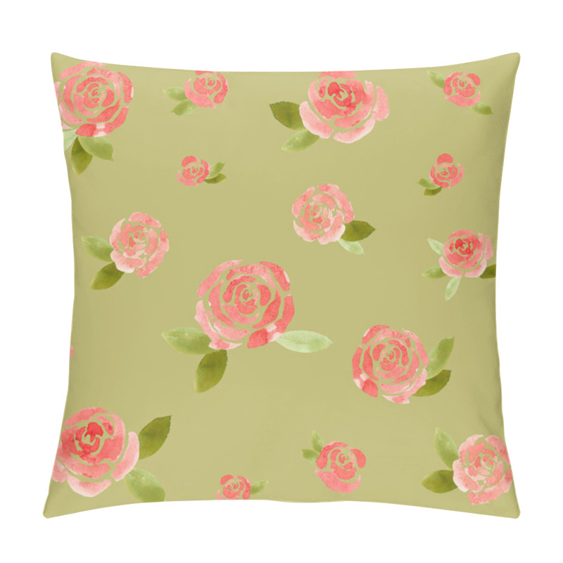 Personality  Beautiful Floral Pattern Featuring Pink Roses On A Soft Green Background In A Delightful Design Pillow Covers