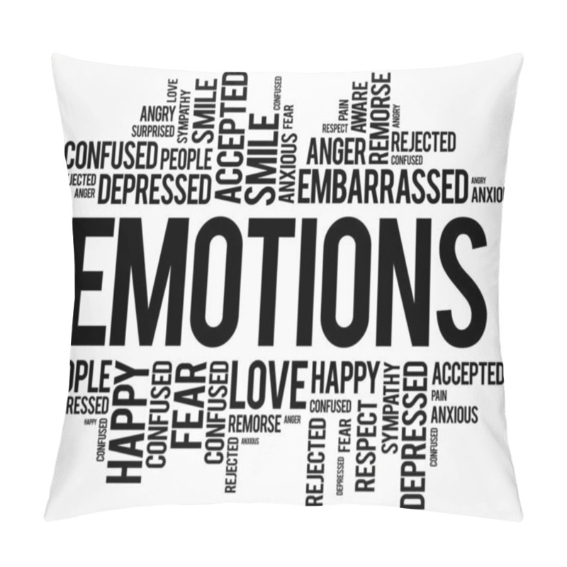 Personality  Emotions Word Cloud Collage , Social Concept Background Pillow Covers