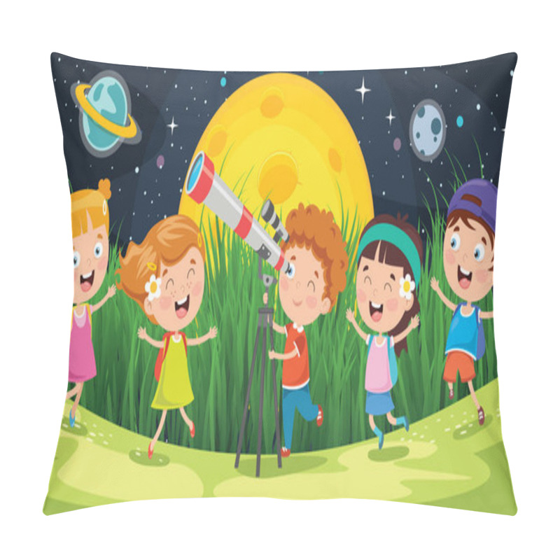 Personality  Kids Playing Outside At Moony Night Pillow Covers