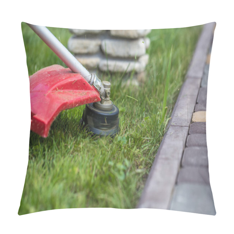 Personality  Manual Lawn Mower On The Background Of Green Grass Pillow Covers