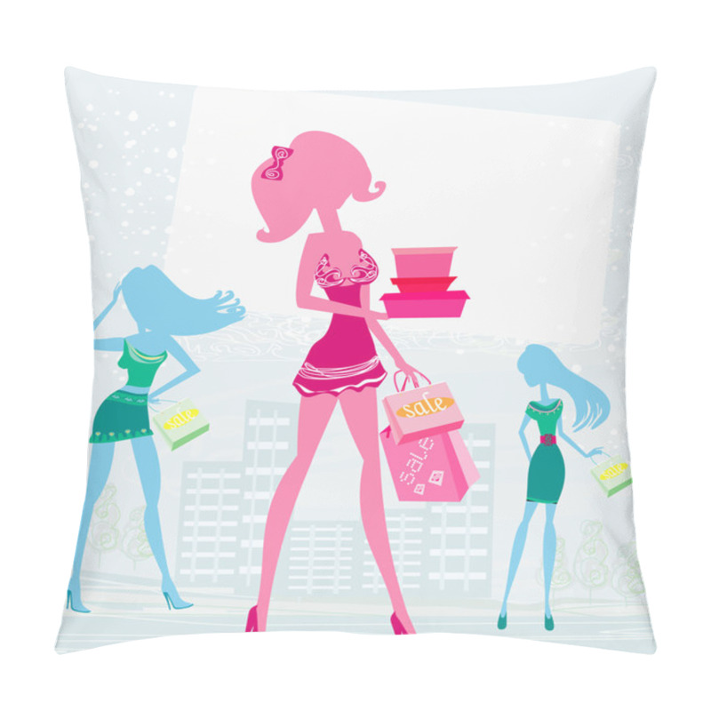 Personality  Fashion Girls Shopping Pillow Covers