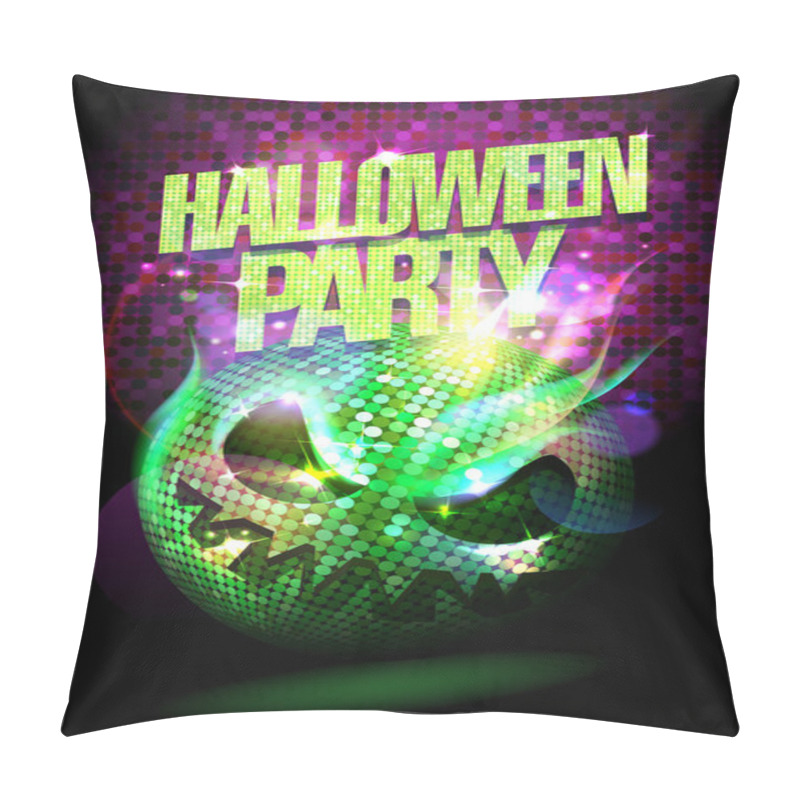 Personality  Halloween Party Poster With Burning Spooky Disco Ball Pillow Covers