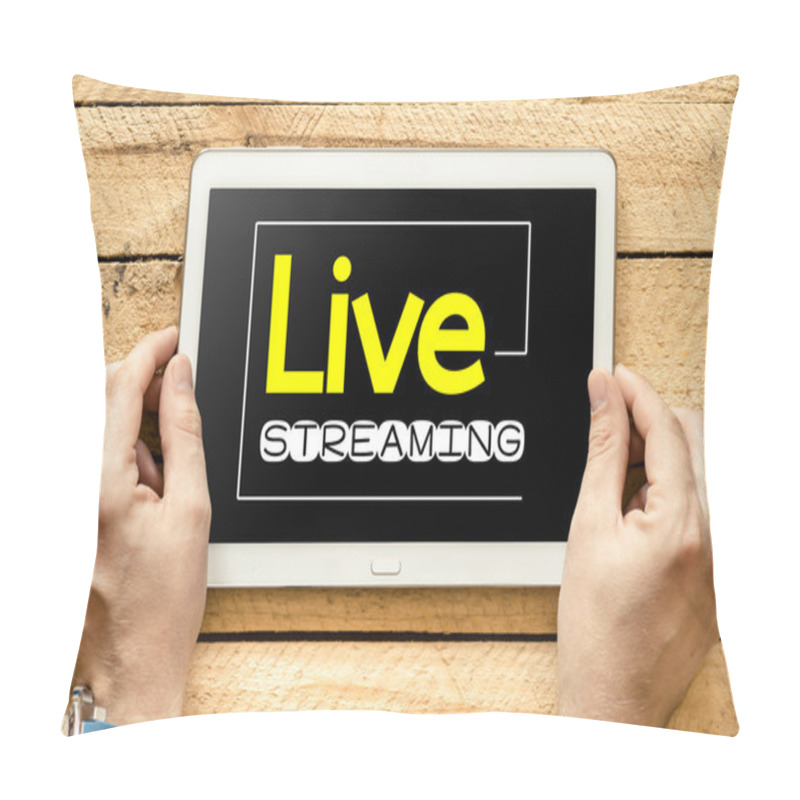 Personality  Live Streaming On Tablet Screen In Hands Pillow Covers