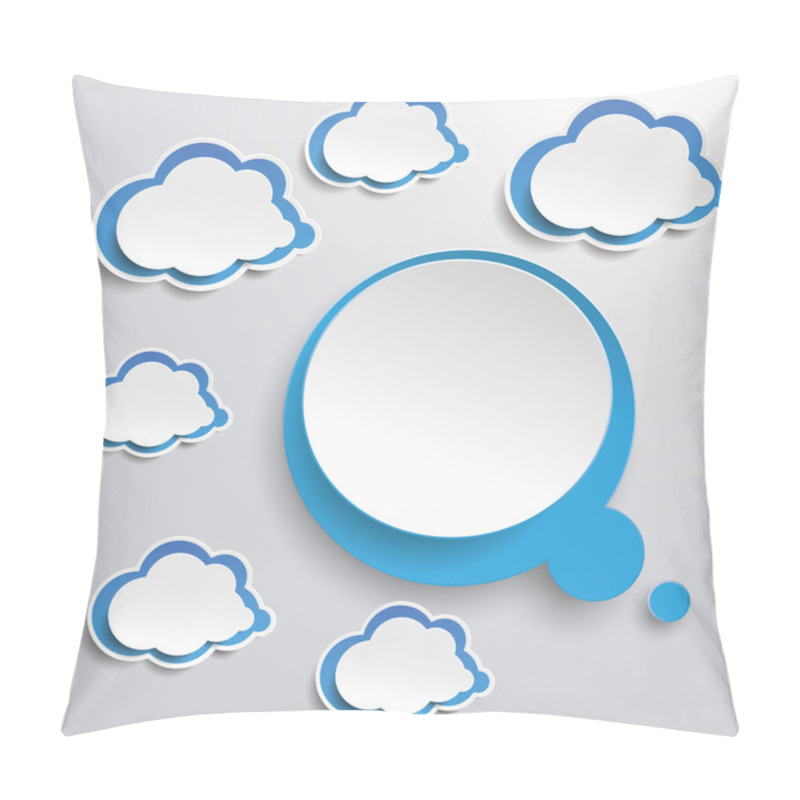 Personality  Blue White Thought Bubble With Clouds Pillow Covers