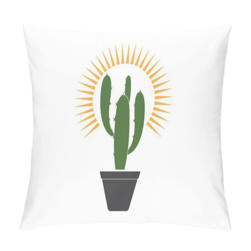 Personality  Cactus Icon Logo Template Vector Illustration Pillow Covers