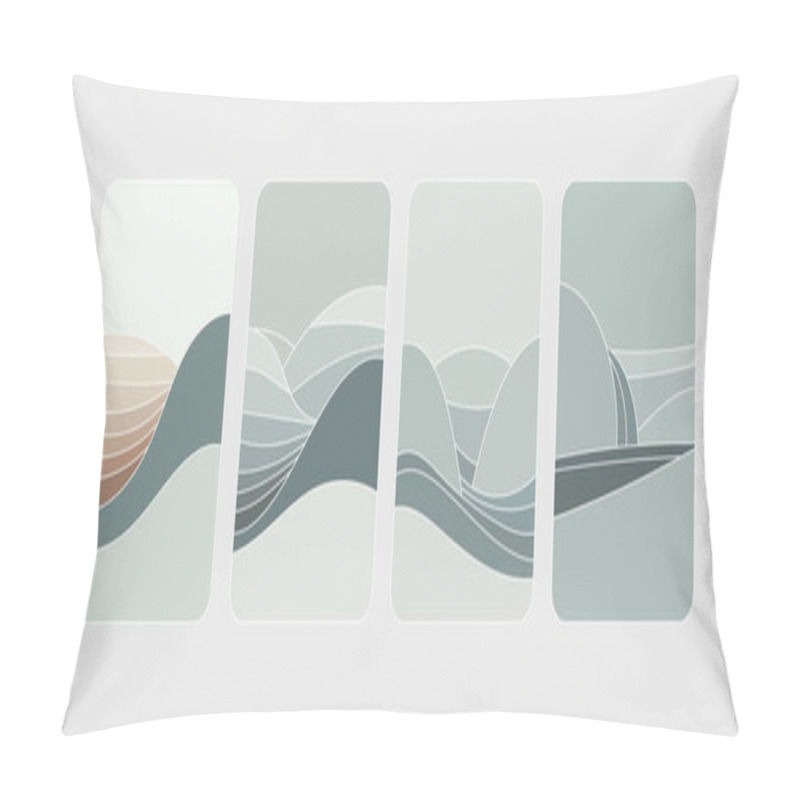 Personality  Vector Illustration. Abstract Lines Resembling Waves Or Contours Of Hills, Depicted In A Soft Pastel Palette. Simplicity And Elegance Create A Feeling Of Harmony. Pillow Covers