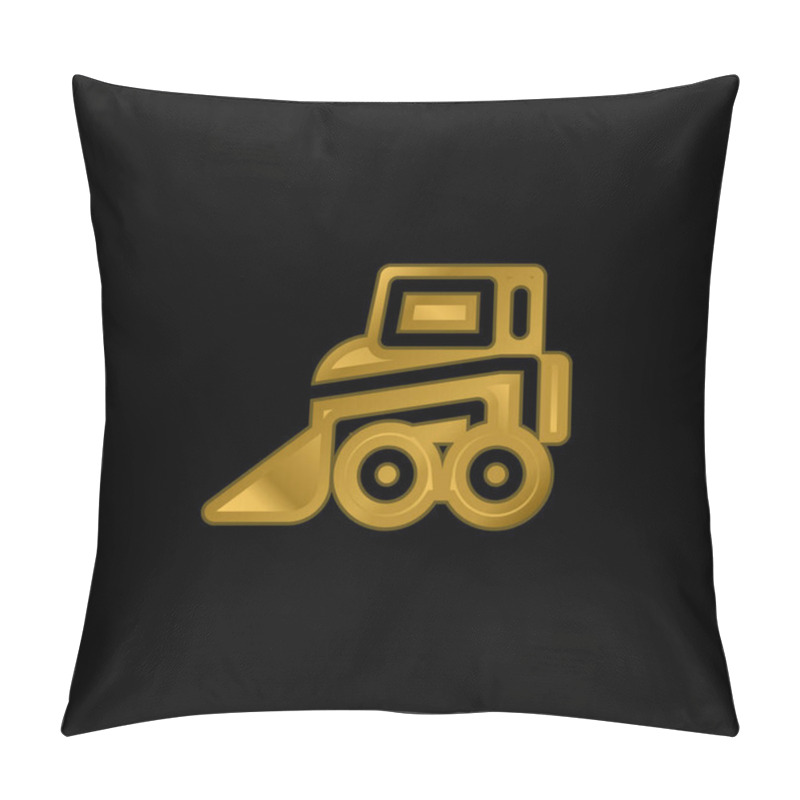 Personality  Backhoe Gold Plated Metalic Icon Or Logo Vector Pillow Covers