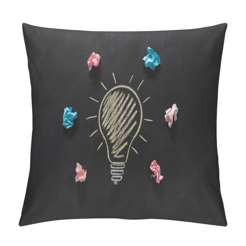 Personality  Paper Rubbish With Electric Bulb On Blackboard Pillow Covers