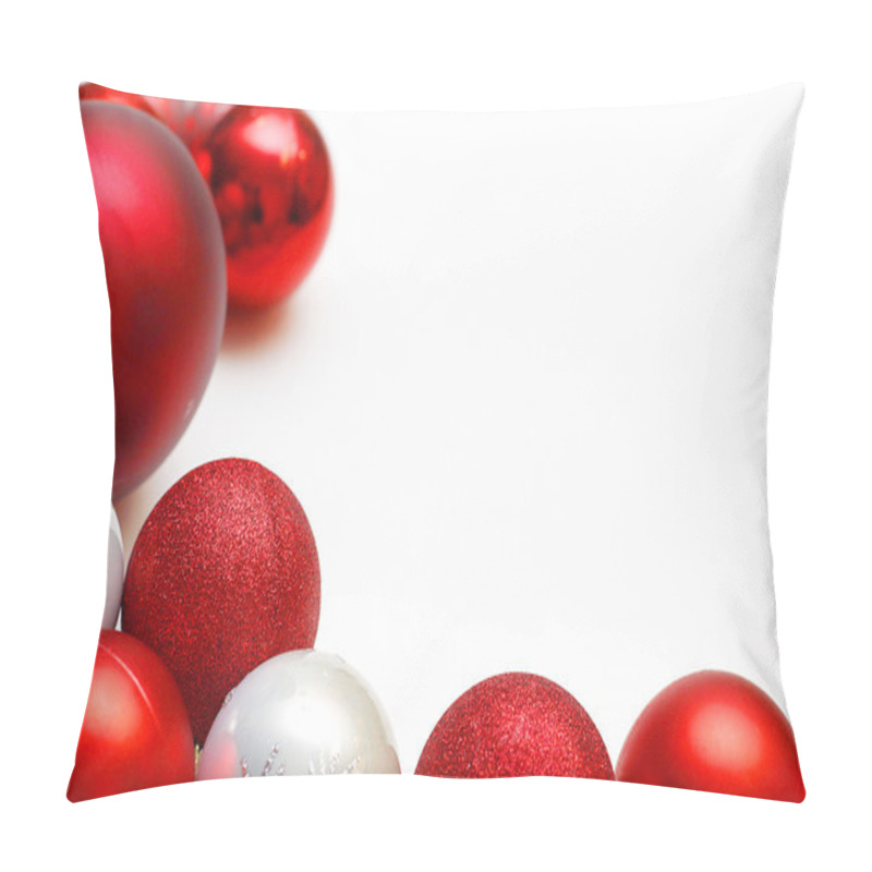 Personality  Group Of Christmas Ornaments Framing White Background Pillow Covers