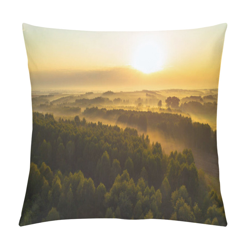 Personality  Morning Fog Over Lush Green Hills And Farmland Pillow Covers