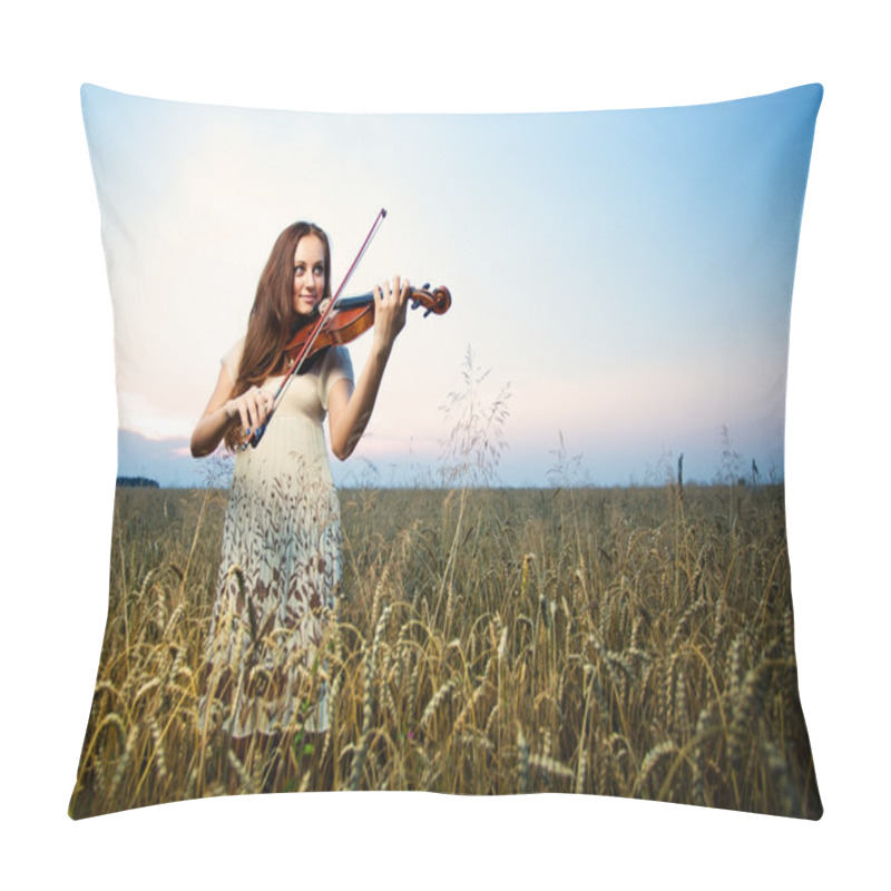 Personality  Young Girl With Violin Pillow Covers