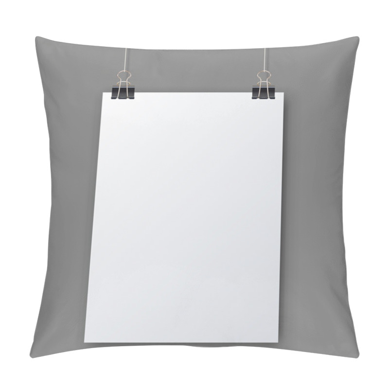 Personality  Blank White Page Hanging Against Grey Background Vector Template Pillow Covers