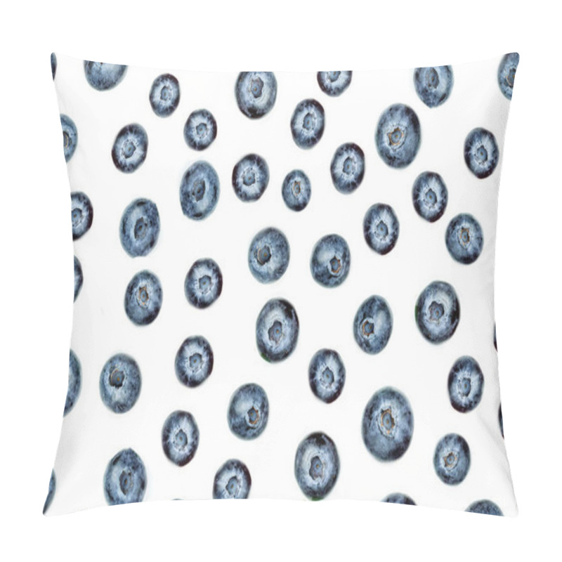 Personality  Blueberries  With Leaves  Isolated On White Background, Top View Pillow Covers