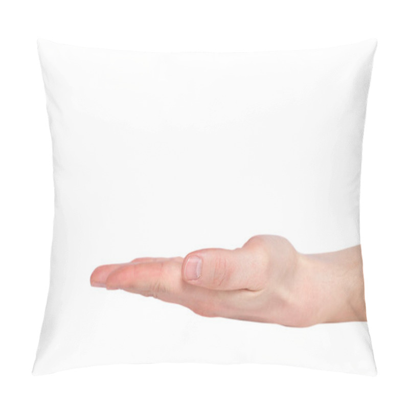 Personality  Close Up Hand With The Palm Up Receiving Or Holding Something. I Pillow Covers