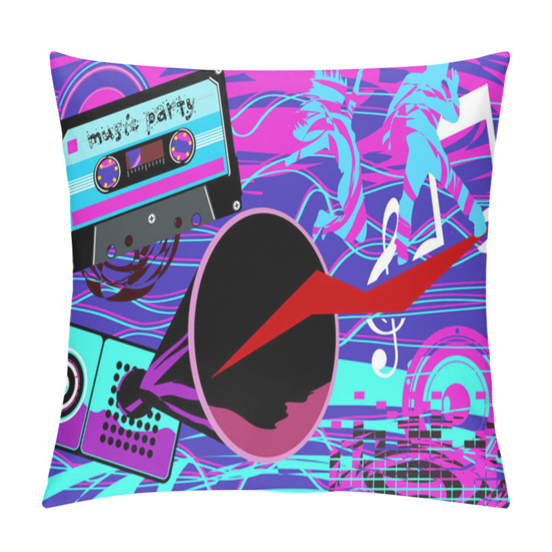 Personality  Musical Party. Dance Floor. Disco Retro Style. Music Festival Radio Stations. Show Program. Musical Group. Performers Retro Style. Pillow Covers