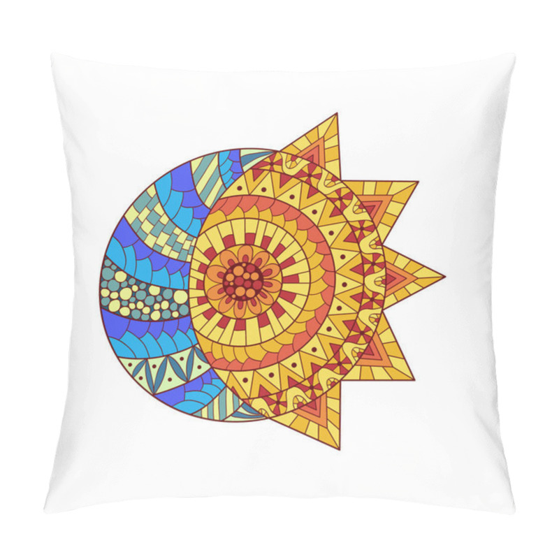 Personality  Hand Drawn Sun, New Moon And Star For Anti Stress Colouring Page Pillow Covers