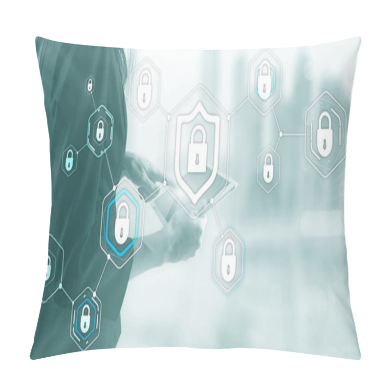 Personality  Cyber Security Data Protection Information Privacy Concept Of Blurred Server Room Background Pillow Covers