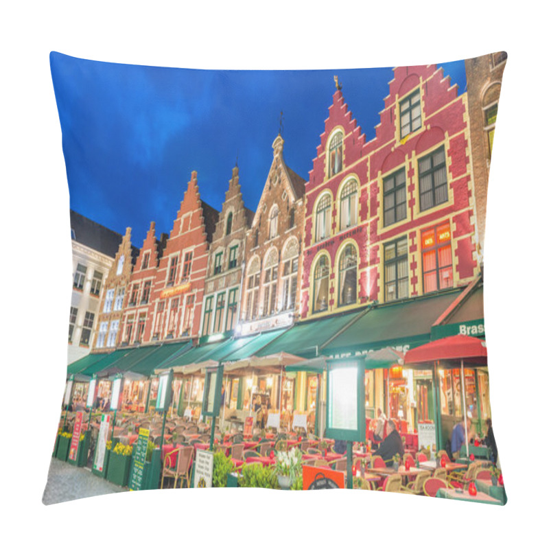 Personality  BRUGES, BELGIUM - MARCH 22, 2015: Night View Of Decorated And Il Pillow Covers