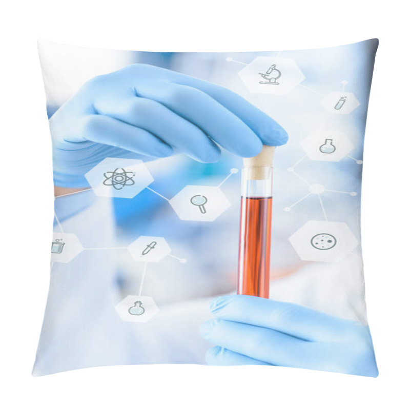 Personality  Chemist With Test Tube In Hands Pillow Covers