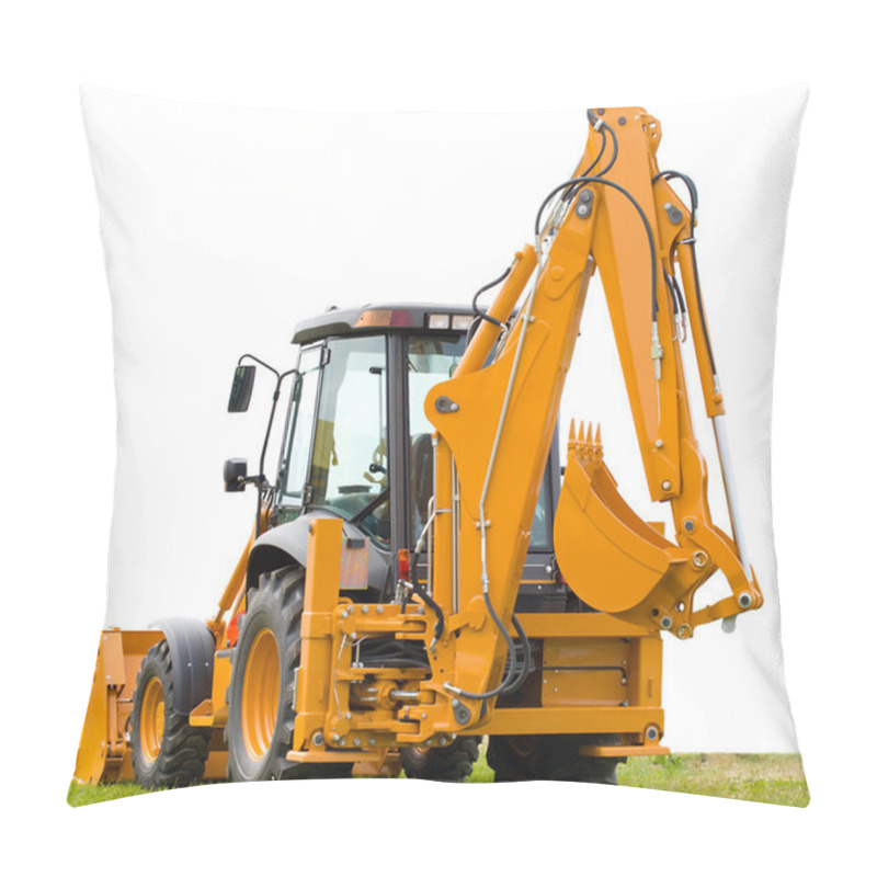 Personality  Backhoe On Green Grass Pillow Covers