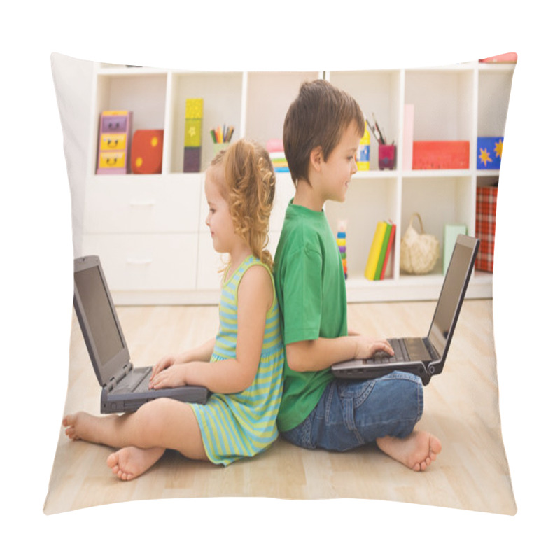 Personality  Kids With Laptops - Computer Generation Pillow Covers