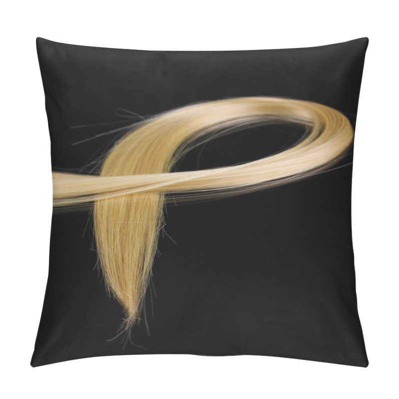 Personality  Shiny Blond Hair Isolated On Black Pillow Covers