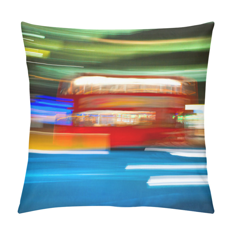 Personality  Blurred Motion Picture Of A Double-decker Bus, London, Uk. Pillow Covers