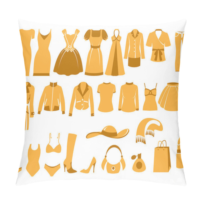 Personality  Woman's Clothes, Fashion And Accessory Icon Set Pillow Covers