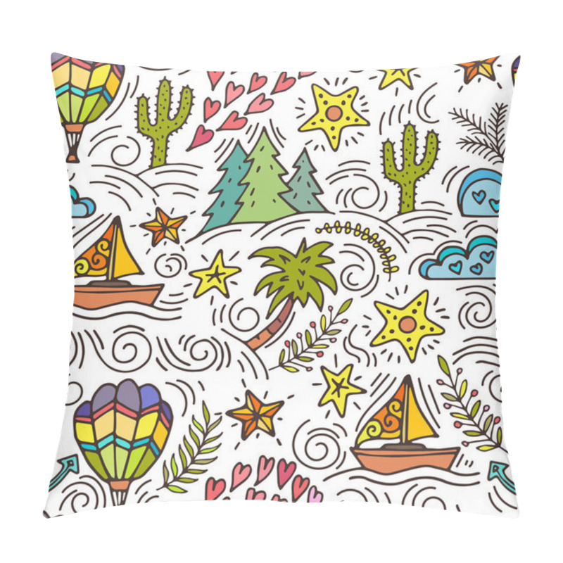 Personality  Seamless Pattern With Cactus, Palm Trees, Ship Anchor Pillow Covers