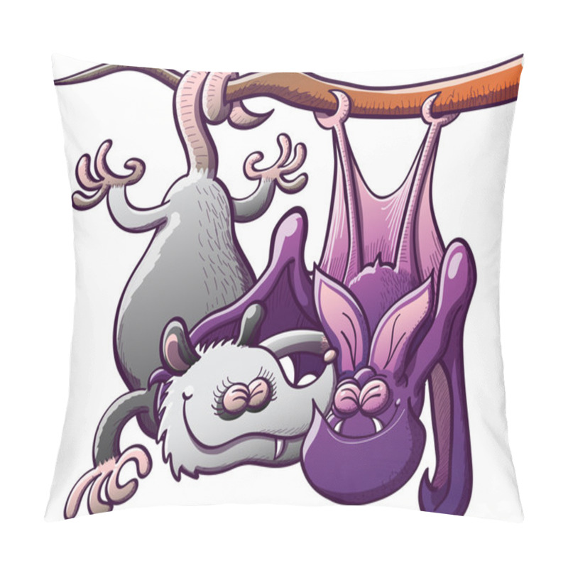 Personality  Opossum And  Bat In Love Pillow Covers