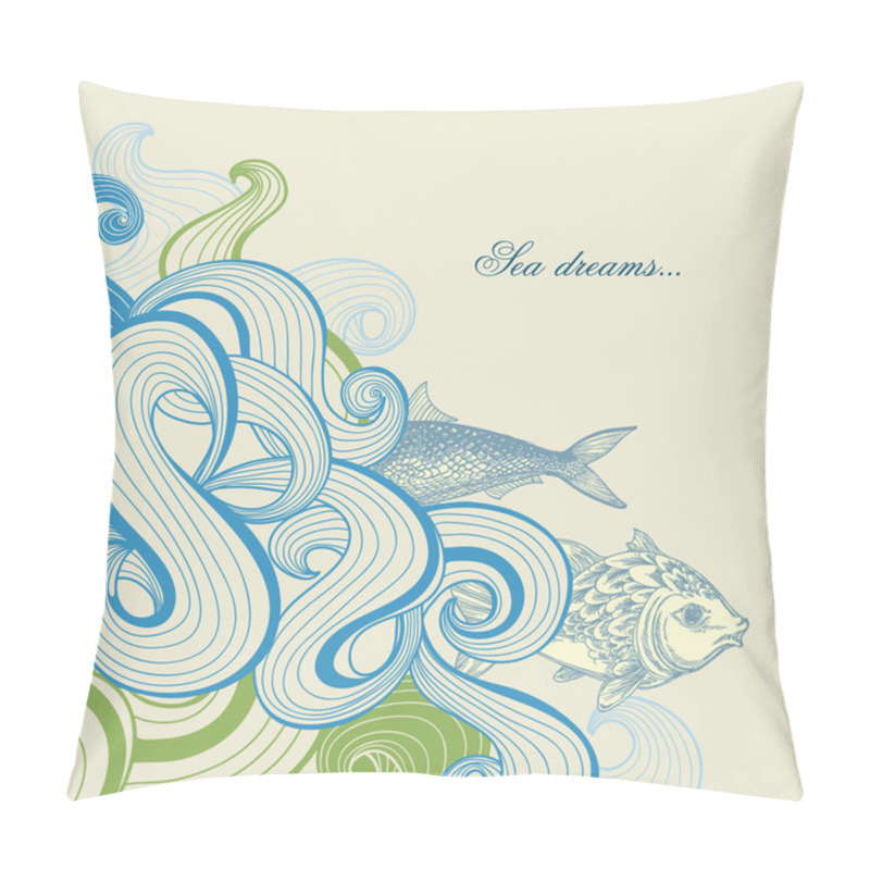 Personality  Sea Waves Vector Background Pillow Covers