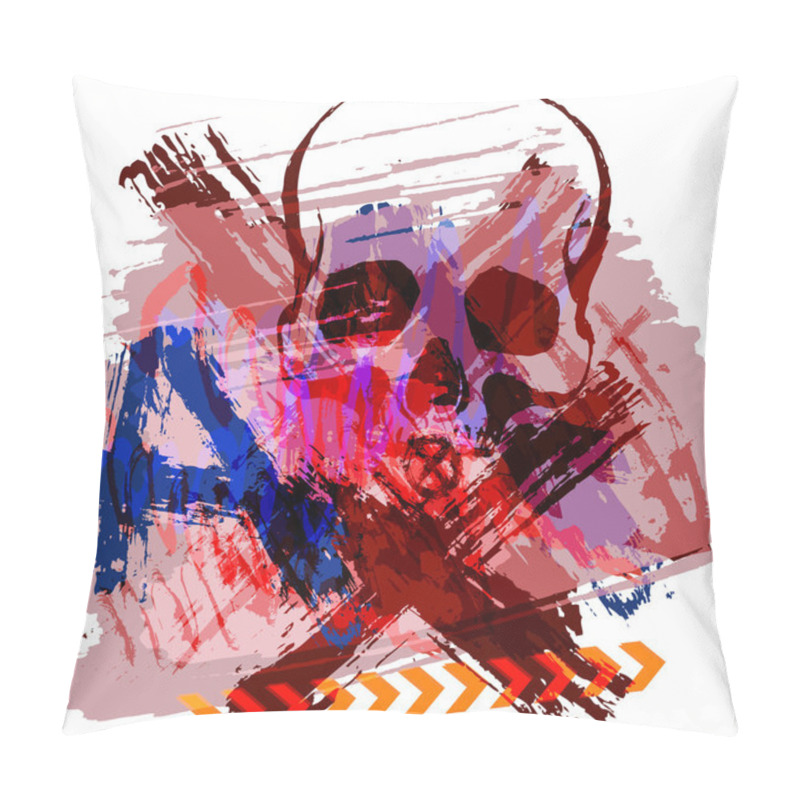 Personality  Skull Grunge Background Pillow Covers