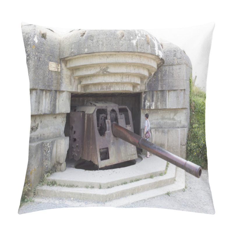 Personality  Longues Sur Mer, France - August 14, 2018: World War Defence Battery At Longues Sur Mer Pillow Covers