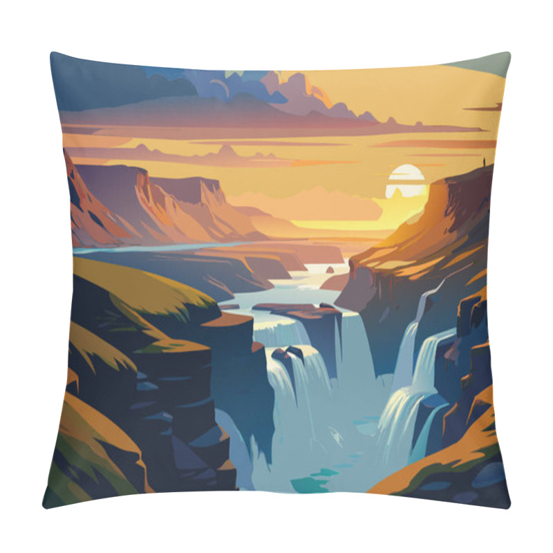 Personality  Beautiful Landscape Of Iceland. Vector Illustration Pillow Covers