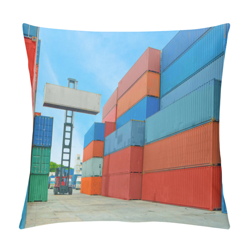 Personality  Crane Lifter Handling Container Box Loading To Truck In Import E Pillow Covers