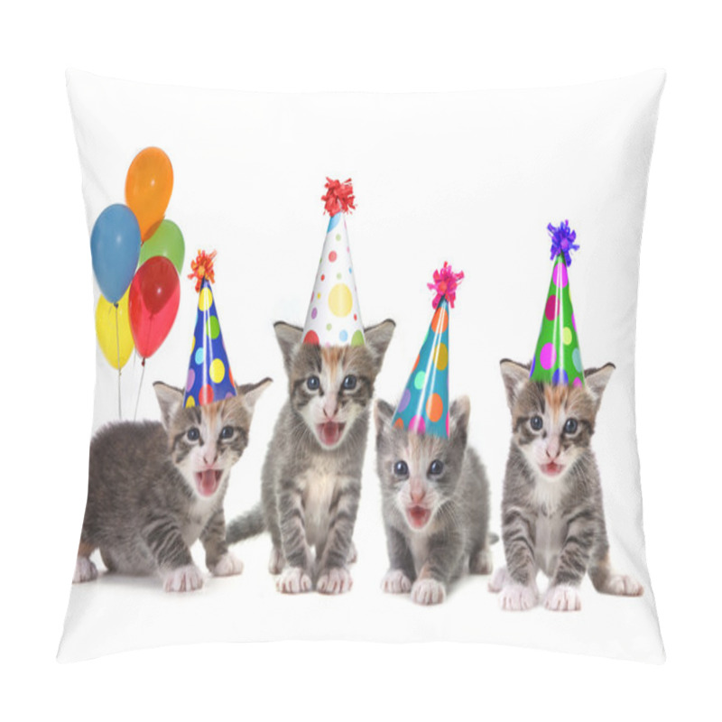 Personality  Birthday Song Singing Kittens On White Background Pillow Covers