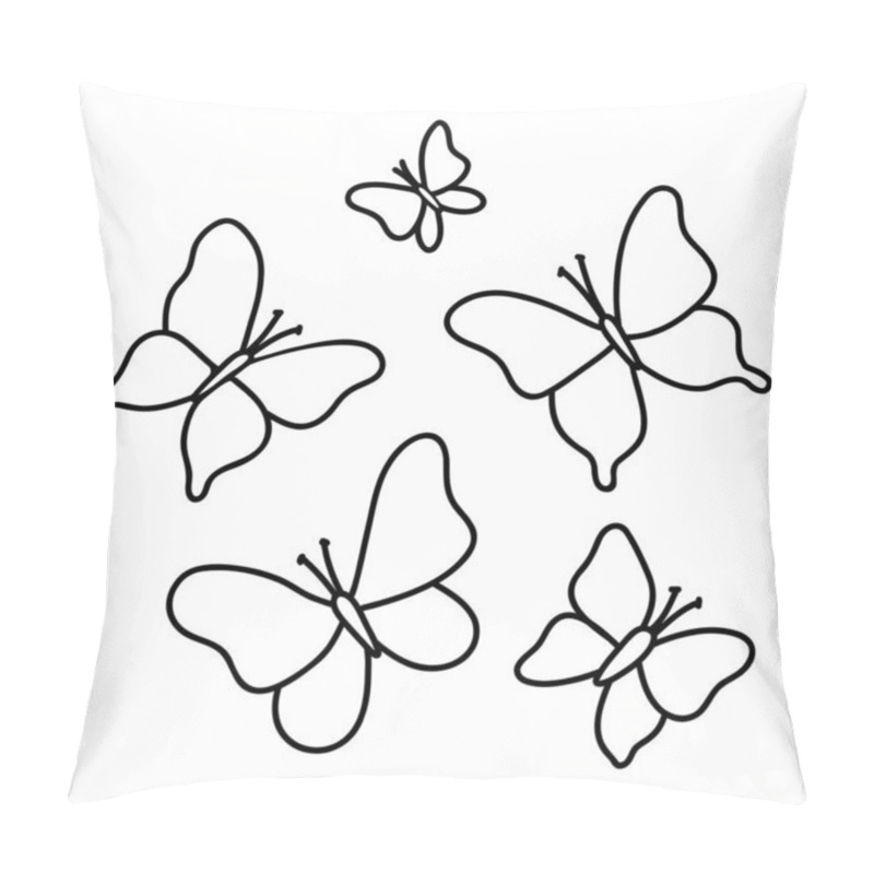 Personality  Outline Butterfly. Isolated Linear Insects Symbolizing Nature Beauty On White Background. Vector Illustration. Line Drawing, Coloring Page. Kids Collection Pillow Covers