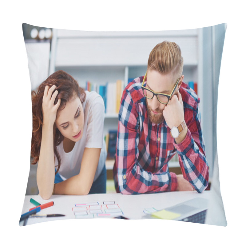 Personality   Partners Working On New Website Layout Pillow Covers