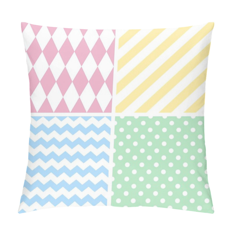 Personality  Tile Vector Pattern With Chevron Zig Zag, Polka Dots And Stripe Background Pillow Covers