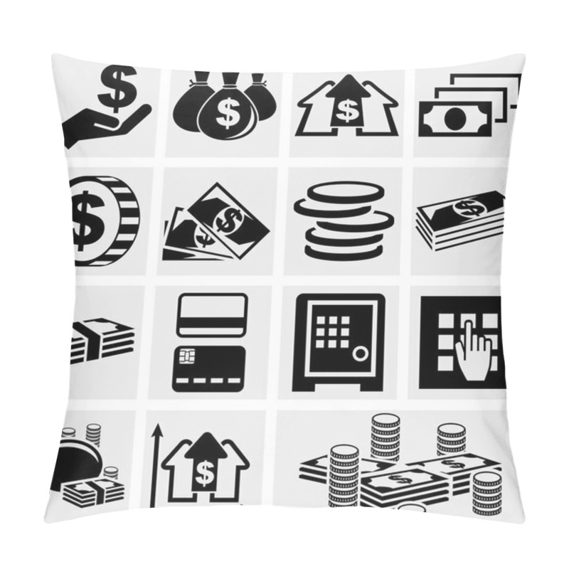 Personality  Banking, Money And Coin Vector Icons Set. Pillow Covers