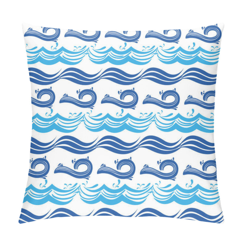 Personality  Different Blue Shape Waves Pattern Background Vector Illustration Pillow Covers