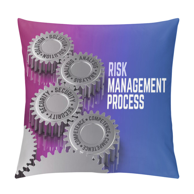 Personality  Risk Management Process.3d Gears Background. Pillow Covers