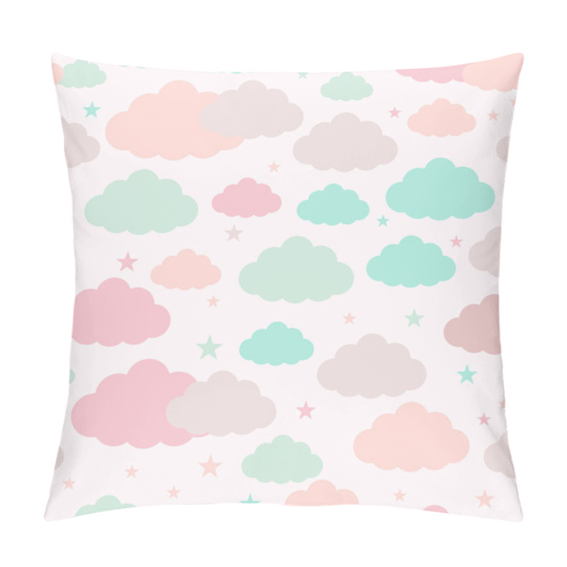 Personality  Childish Seamless Background With Clouds And Stars Pillow Covers