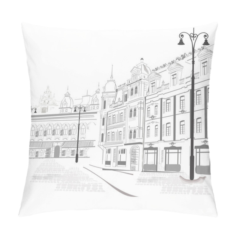 Personality  Sketches Of Streets In The Old City Pillow Covers