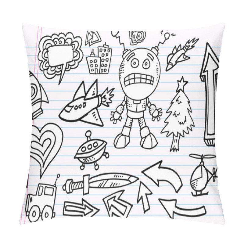 Personality  Notebook Doodle Sketch Elements Vector Set Pillow Covers