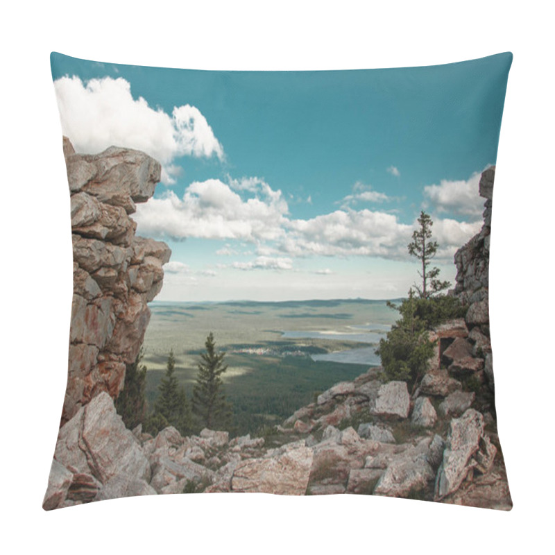 Personality  Beautiful Landscape With A Mountain Range On A Blue Sky With White Clouds On The Forest Meadows And Lake In Summer Russia, Chelyabinsk Region, Zyuratkul Range Pillow Covers