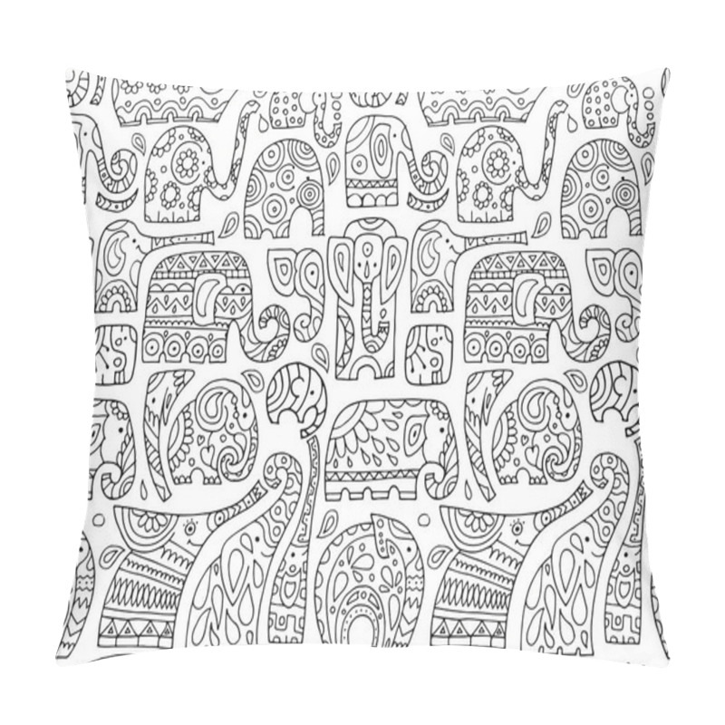 Personality  Ornate Elephants, Seamless Pattern For Your Design Pillow Covers