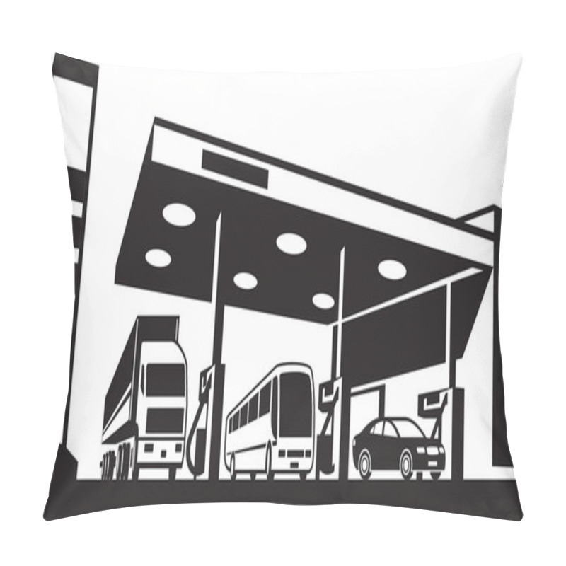 Personality  Vehicles At Gasoline Station Pillow Covers