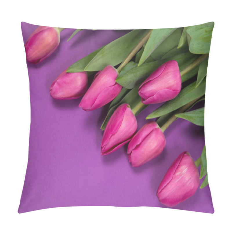 Personality  Spring Pink Tulips On A Lilac Paper Background Pillow Covers